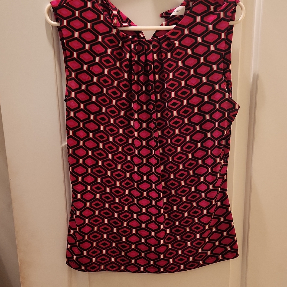 Calvin Klein Pink Geometric Sleeveless Blouse